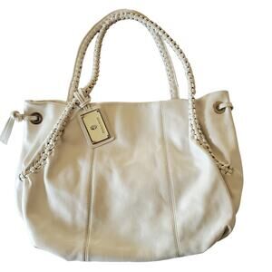 Italian White Leather Satchel Hobo Bag Braided Strap Paulo Masi Purse Handbag